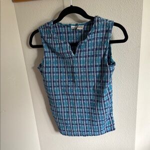 Northcrest Blue Plaid Sleeveless Tank